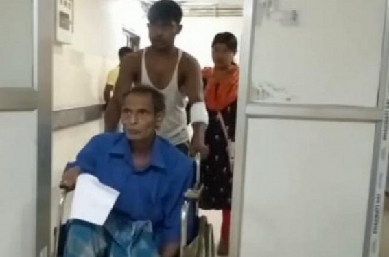 Double-Engine Govt : Poor services in Tripura’s biggest referral GB Hospital: Injured Patient are carrying another injured patient in GB Hospital
